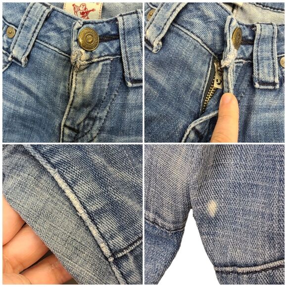 Y2K Vintage True Religion Women's 27 Billy Denim Patchwork Straight Leg Jeans - Picture 13 of 15